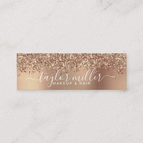 Elegant stylish rose gold glitter makeup  hair  mini business card