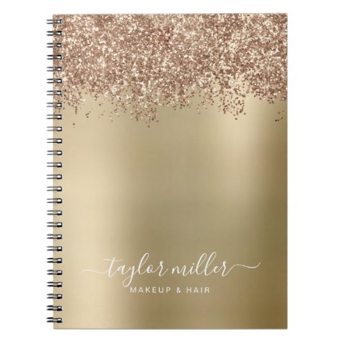Elegant stylish rose gold glitter makeup  hair notebook