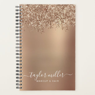 Elegant stylish rose gold glitter makeup & hair  planner