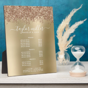 Elegant stylish rose gold glitter makeup & hair  plaque