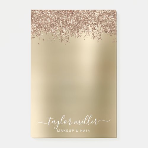 Elegant stylish rose gold glitter makeup  hair  post_it notes
