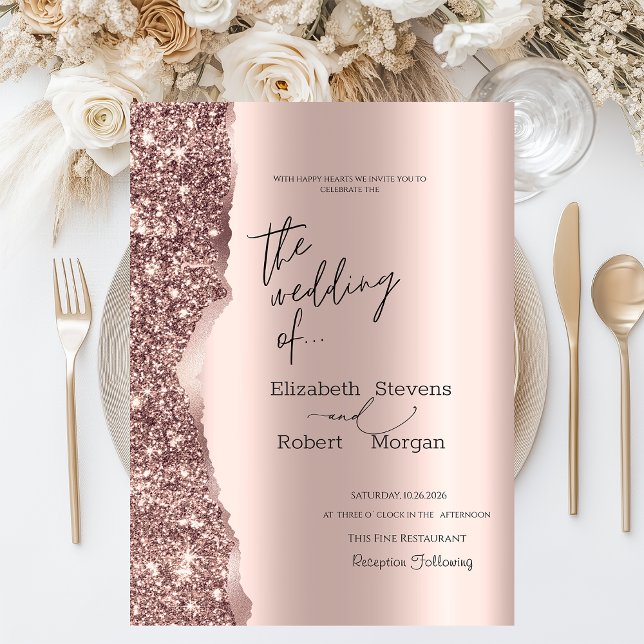 Elegant Stylish Rose Gold Glitter Script  Invitation (Creator Uploaded)