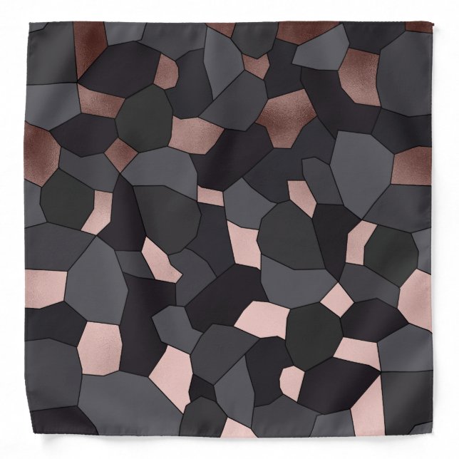 Elegant stylish rose gold grey and black mosaic bandana (Front)