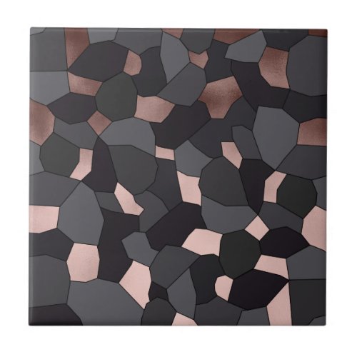 Elegant stylish rose gold grey and black mosaic ceramic tile
