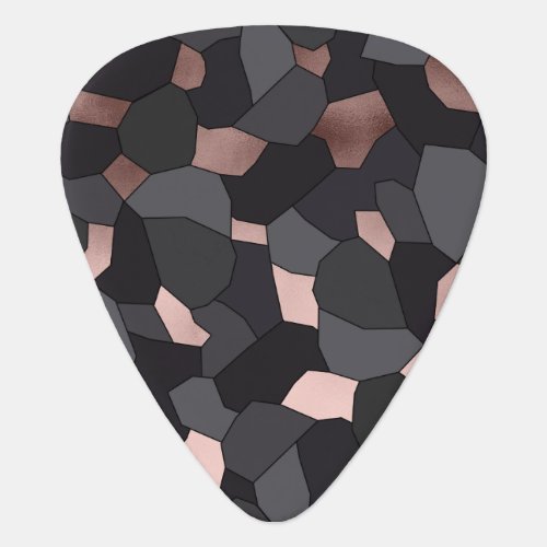 Elegant stylish rose gold grey and black mosaic guitar pick