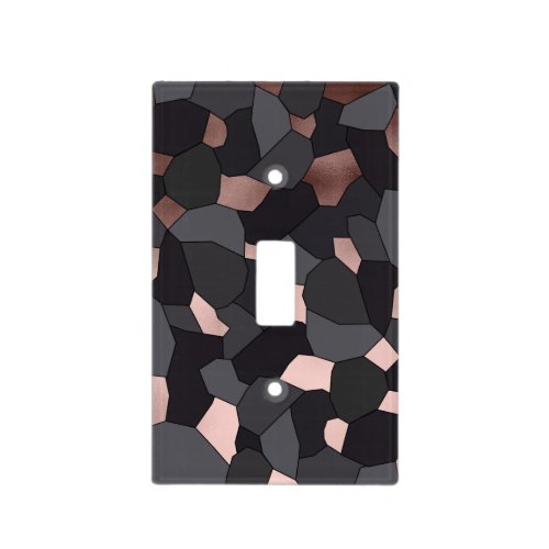 Elegant stylish rose gold grey and black mosaic light switch cover