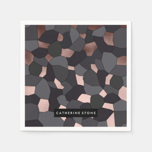 Elegant stylish rose gold grey and black mosaic napkins