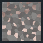 Elegant stylish rose gold grey and black mosaic stone coaster<br><div class="desc">Modern combination of faux rose gold,  black and grey.</div>