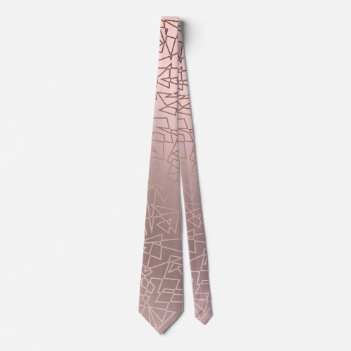 Elegant stylish rose gold pink geometric pattern neck tie