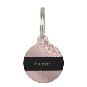 Elegant stylish rose gold pink geometric pattern pet ID tag