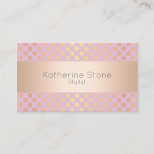 Elegant stylish rose gold polka dots pattern pink business card