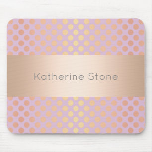 Elegant stylish rose gold polka dots pattern pink mouse pad