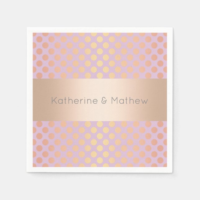 Elegant stylish rose gold polka dots pattern pink napkins (Front)