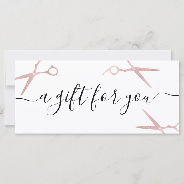 Elegant stylish rose gold scissors hairstylist (Front)