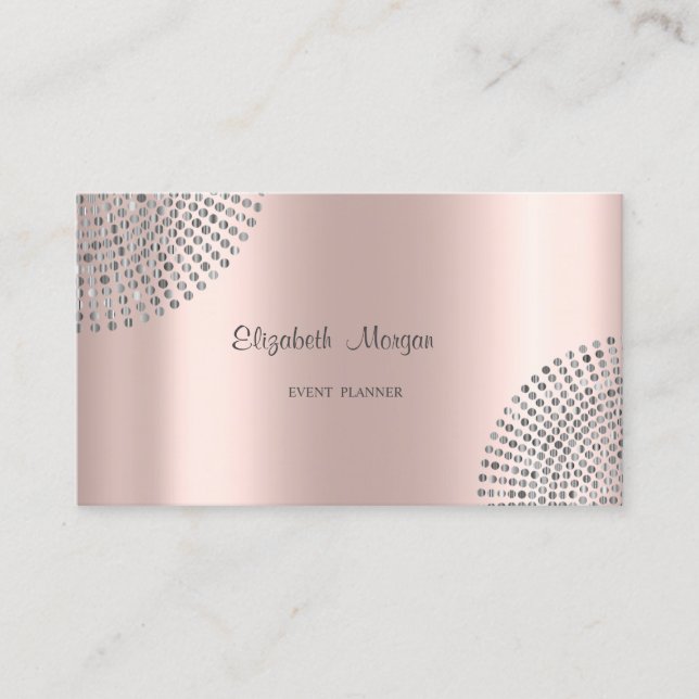 Elegant Stylish Rose Gold, Simple,Dots Business Card (Front)