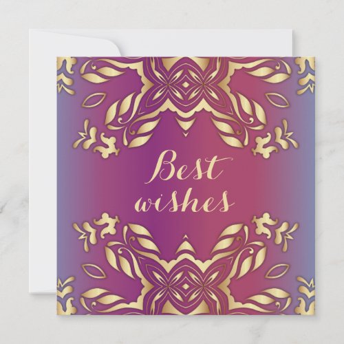 Elegant Stylish Royal Gold And Purple Best Wishes Card