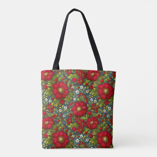 Elegant Stylish Rustic Botanical Floral  Tote Bag (Back)