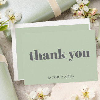 Elegant Stylish Sage Green Simple Modern Chic Thank You Card