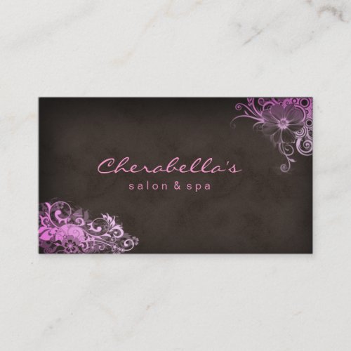 Elegant Stylish Salon Spa Floral Pink Brown Business Card Templates