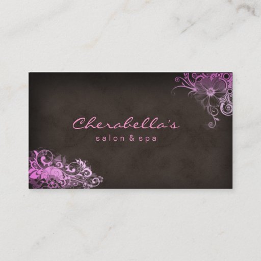 Customizable Elegant Stylish Salon Spa Floral Pink Brown Business Card Templates