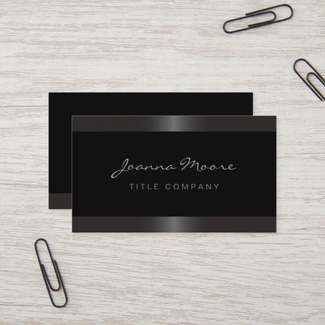 Elegant stylish satin gray border black business card (Front/Back In Situ)