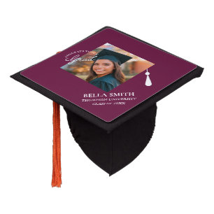 Elegant Stylish Script Custom Photo Graduation Ca Cap Topper