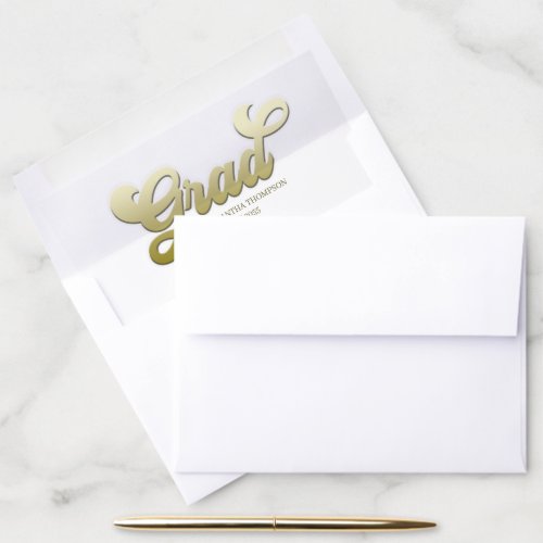 Elegant Stylish Script Gold Retro Calligraphy Envelope Liner