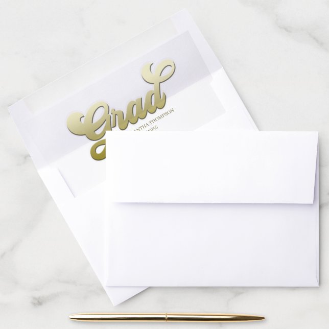 Elegant Stylish Script Gold Retro Calligraphy Envelope Liner (Desk)