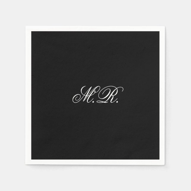 Elegant Stylish Script Monogram Initials Wedding Napkins (Front)