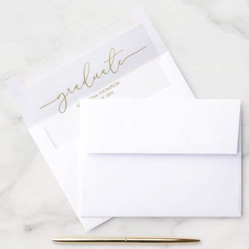 Elegant Stylish Script Simple Gold Calligraphy Envelope Liner
