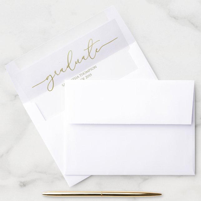 Elegant Stylish Script Simple Gold Calligraphy Envelope Liner (Desk)