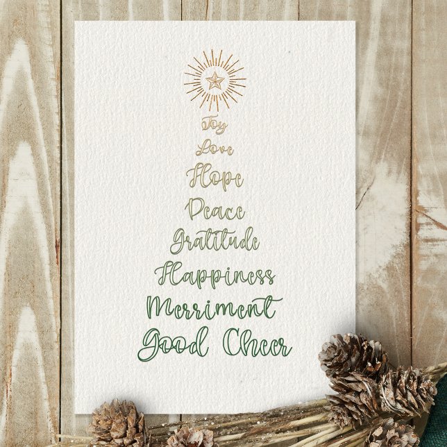 Elegant Stylish Script Typography Christmas Tree Holiday Card (Creator Uploaded)