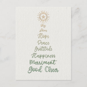 Elegant Stylish Script Typography Christmas Tree Holiday Postcard