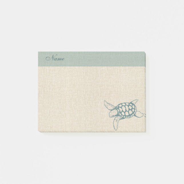 Elegant stylish sea turtle personalized post-it notes (Front)