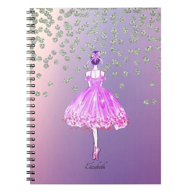 Elegant Stylish Shiny Diamonds Ballerina  Notebook (Front)