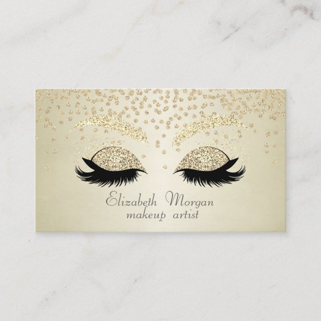 Elegant Stylish Shiny Diamonds-Glitter Faux Lashes Business Card (Front)