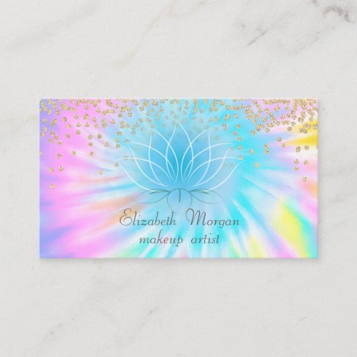 Elegant Stylish Shiny Diamonds Lotus Tie Dye Business Card