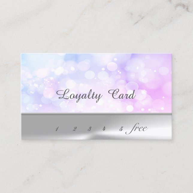 Elegant Stylish Silver, Bokeh   Loyalty Card (Front)
