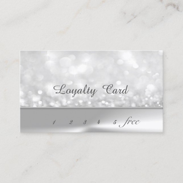 Elegant Stylish Silver  Bokeh   Loyalty Card (Front)