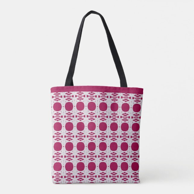 Elegant Stylish Silver & Burgundy Oval Pattern Tote Bag (Back)