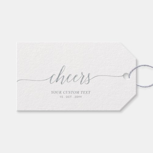 Elegant Stylish Silver Cheers Event Party Gift Tags
