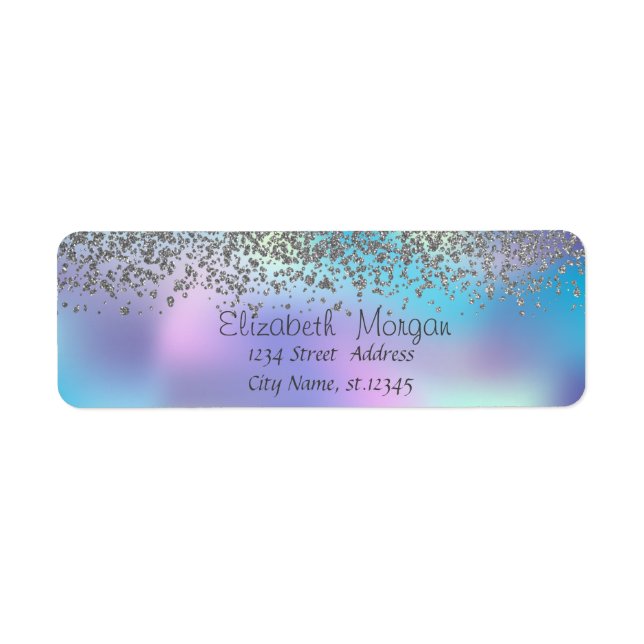 Elegant  Stylish Silver  Diamonds Holographic Label (Front)