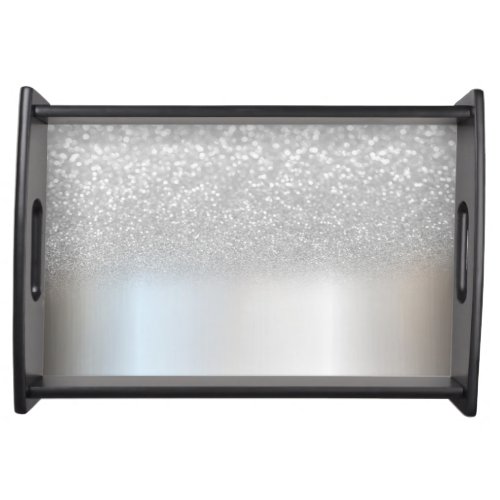 Elegant Stylish Silver Glitter Serving Tray