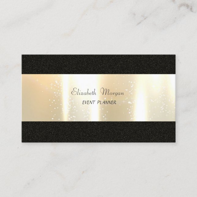Elegant Stylish Simple,Black,Faux Gold Business Card (Front)