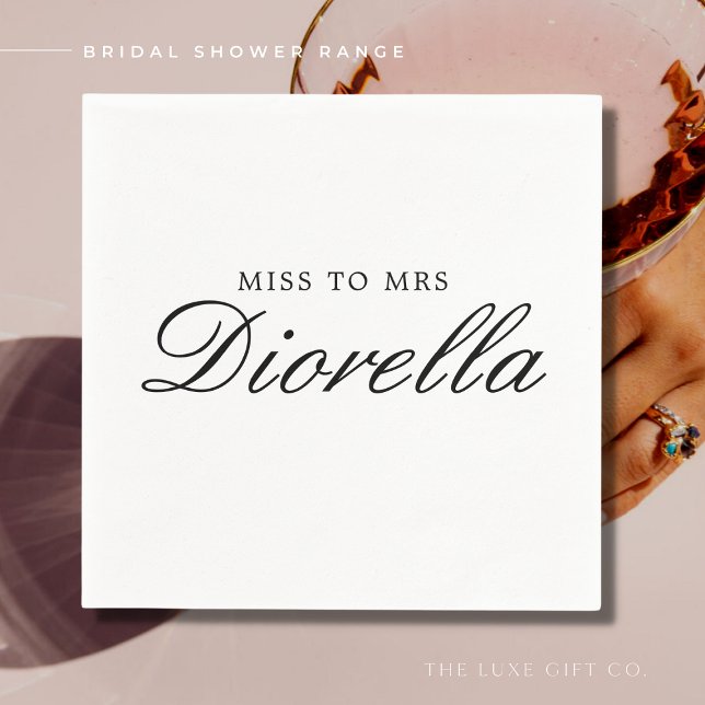 Elegant Stylish Simple Black Script Bridal Shower Napkins (Creator Uploaded)