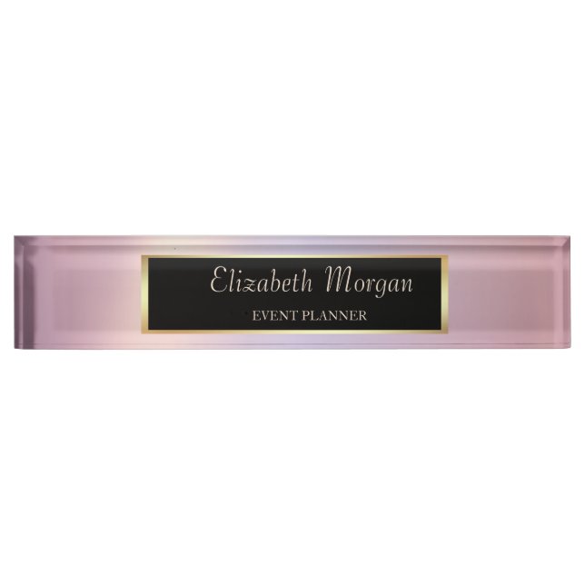 Elegant Stylish Simple  Gold Frame Desk Name Plate (Front)