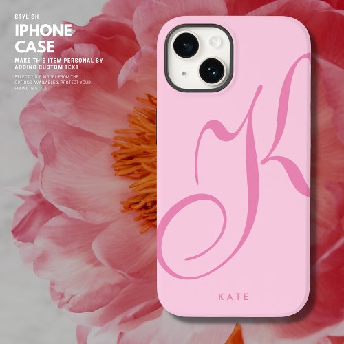 Elegant Stylish Simple Pink Script Name Case_Mate iPhone 14 Case