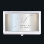 Elegant Stylish Simple Silver Monogram Business Card Case<br><div class="desc">This image features silver  monogram on silver  background. Select the costume button to change the font style, colour and size.</div>