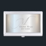 Elegant Stylish Simple Silver Monogram Business Card Case<br><div class="desc">This image features silver  monogram on silver  background. Select the costume button to change the font style, colour and size.</div>