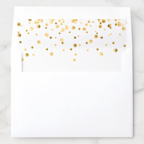 Elegant Stylish Simple White  Gold Confetti Envelope Liner